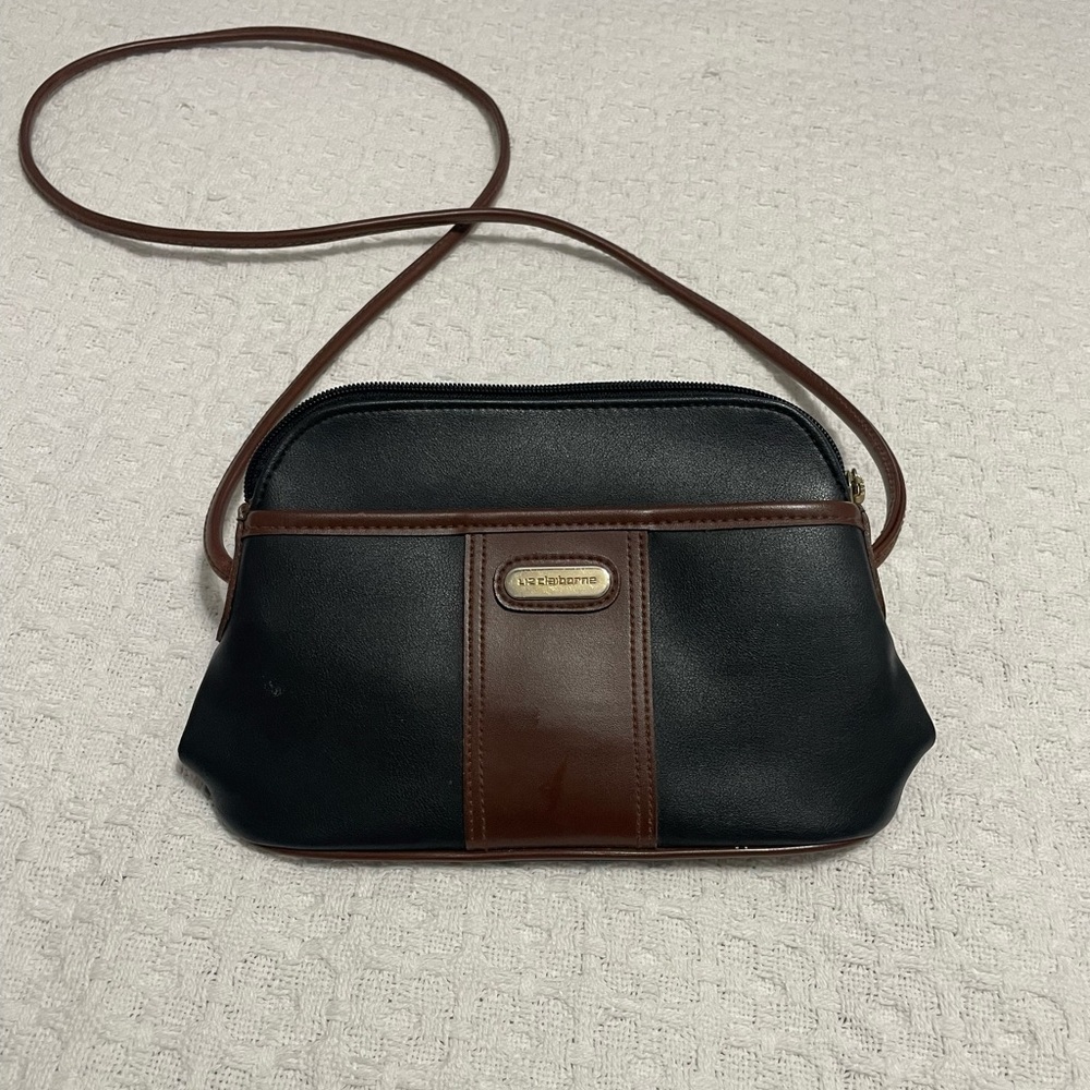Liz Claiborne Black and‎ Brown Crossbody Bag~ professional ~elegant for everyday